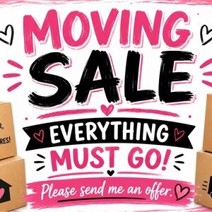 Moving Sale Sign - Pink & Black Graphic Print